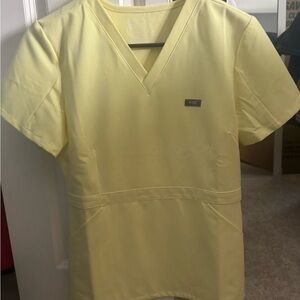Figs Yellow Crew Neck T-Shirt Casual Classic